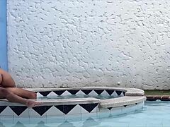 Stranger Fucked In Front Of Pool Attendant, Feeling Watched Makes It Hotter For This Milf!