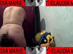 Tasting vaginal fluids of fat slut between thighs.