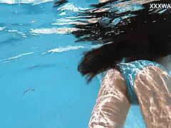 Hot Chick Lana Swims Nude by the Pool
