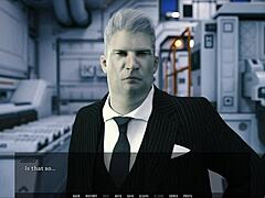 In the unending void, a curvy mature woman in a cute outfit faces a monster cock in this 3d hentai game