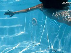 Hot Chick Lana Swims Nude by the Pool