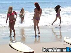 Three Teens In A Party Threesome