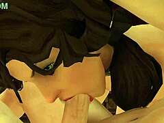 3D anime hentai game with blowjob and facial action