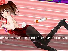 karin hides under desk in school blazer for oral fun