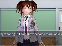 karin hides under desk in school blazer for oral fun