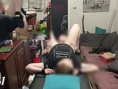 Young redhead gets tied up for a hard fuck