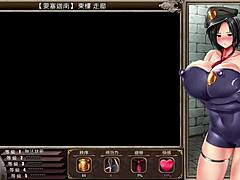 Big tits and ass in a hentai game called Karryn's prison day 20