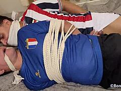 Two football player boyfriends get captured, tied up, and gagged in bondage preview
