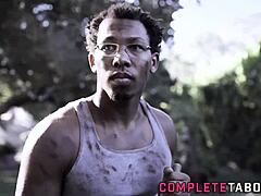 Teenage skank blows massive black cock