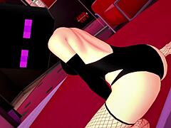 Sultry girlfriend in red socks and Enderman mask awaits