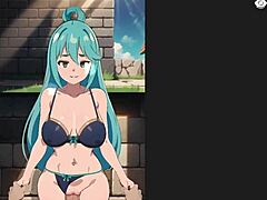 Konosuba Aqua Gets Standing Sex Creampie in H Game