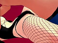 Sultry girlfriend in red socks and Enderman mask awaits