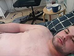 The hot british guy gets drenched in cum