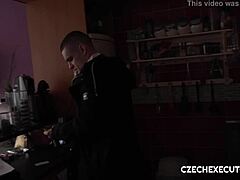 Naughty blonde bent over in doggystyle.