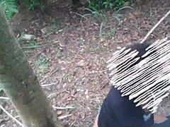 Public threesome with a MILF couple and an amateur