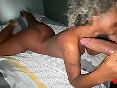 Hot novice gags on cock, swallows, and rides pussy for creamy finish.