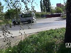 pov blowjob outdoors fills alexis cherry's mouth with cum