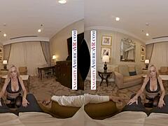 blonde devon in lingerie and heels fucks big cock on play date at naughty america, showing tits and ass.