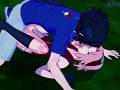 Intense threesome with Sakura, Naruko, and Sasuke in action