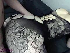 A milf in ultra sexy lingerie gets her huge ass fucked reverse cowgirl by nini divine!