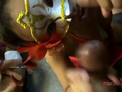 Big cock Latin beauty gets banged at Carnaval party