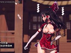 Reim Lust in pink cat form, a 3D animated hentai
