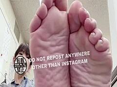 Japanese Girl Fetishizes Feet at Office