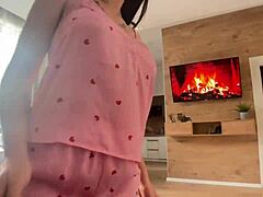 Busty teen deepthroats big cock in POV