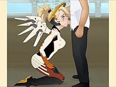 Overwatch Mercy Performs Super Deepthroat In Hentai Porn.