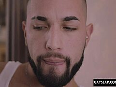 black gay stud with huge dick pounds hard. raw interracial action unfolds!