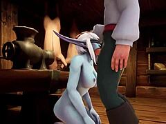 Elf Teasingly Fucks Night Elf Blindfolded in Kitchen Warcraft Porn Parody with Deepthroat and Anal