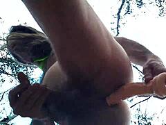 Gay Gringo Takes Dildo In Public Forest