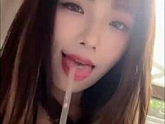 Asian model masturbates daily 😏