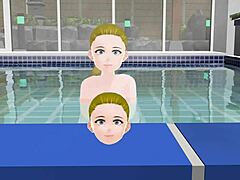 Anime woman took a bath in a japanese public bath【sento】