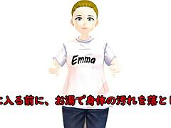 Anime woman took a bath in a japanese public bath【sento】