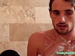 Cock-hungry teen stepsis bends over for blowjob and pussy pounding.