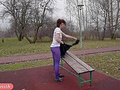 jeny smith flashing ass in pantyhose workout, wanna watch?