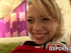 American Football Cheerleader Blonde Teen Slut Takes Hard Cock in Tight Pussy