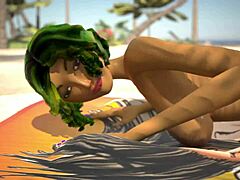 3Dgspot - Oily Babe Gets Her Pussy Pounded at the Beach 3D Animation