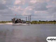 Badass bikini babes tease cranky crocs in public! 🐊