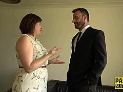 chubby milf sub throated and anally banged in group