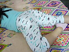 stepmom's panties flash while assfucked, almost caught!