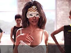 Naked game of seduction in leggings and dress