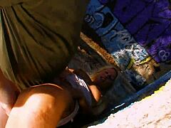 Beautiful blonde MILF enjoys outdoor anal sex