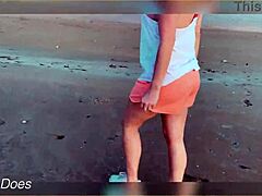 Flashing big tits during a stunning sunset