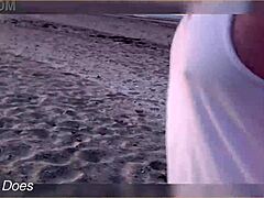 Flashing big tits during a stunning sunset