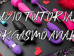 Anal orgasm with audio JOI in Spanish with a European shemale slave