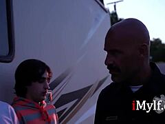 ladies taking care of the cop on trip?