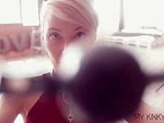 Pet play with a sexy kitten wearing a buttplug and a collar