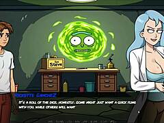 Morty's sister squirts in shower during hentai game parody